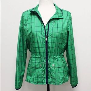 Lauren Ralph Lauren Active Kelly Green & Navy Windowpane Windbreaker Jacket